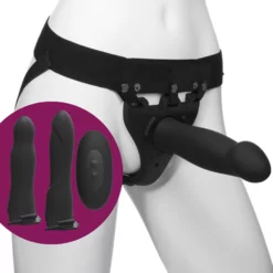 Doc Johnson Rechargeable 4 Piece Vibrating Silicone Hollow Strap On Kit